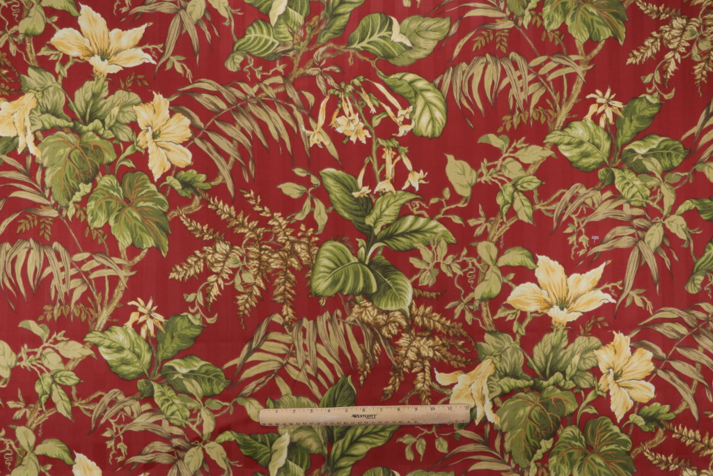 1 Yards Robert Allen Tropical Printed Acrylic Outdoor Fabric in Spice