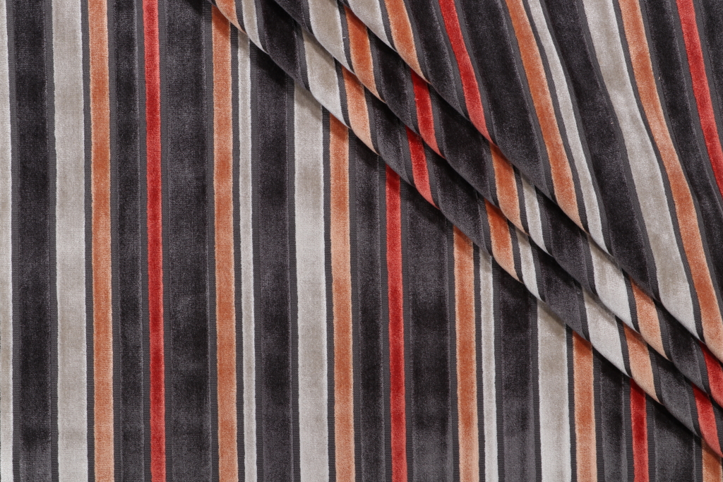 Alleyway Velvet Upholstery Fabric in Orange