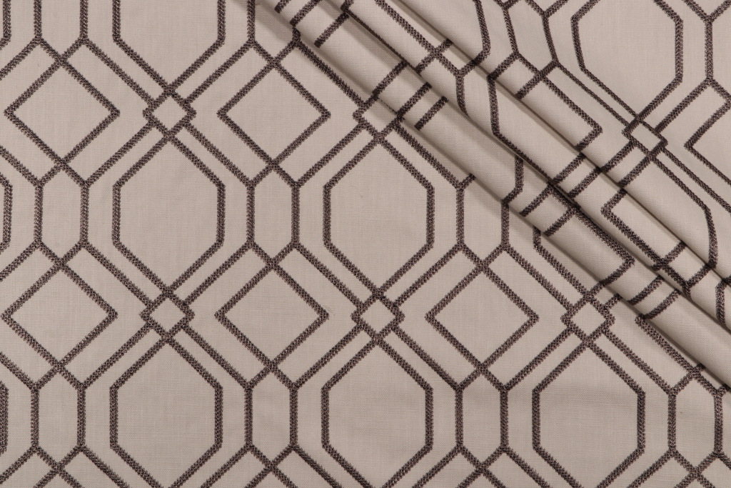 Valiant Fabrics Harris Embroidered Drapery Fabric in Natural