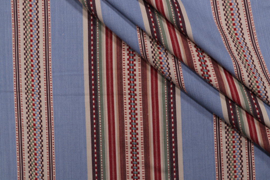 1 Yards Roth & Tompkins Stripe Woven Decorator Fabric in Blue