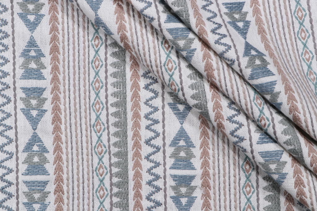 .88 Yards Nora Stripe Embroidered Drapery Fabric in Rain