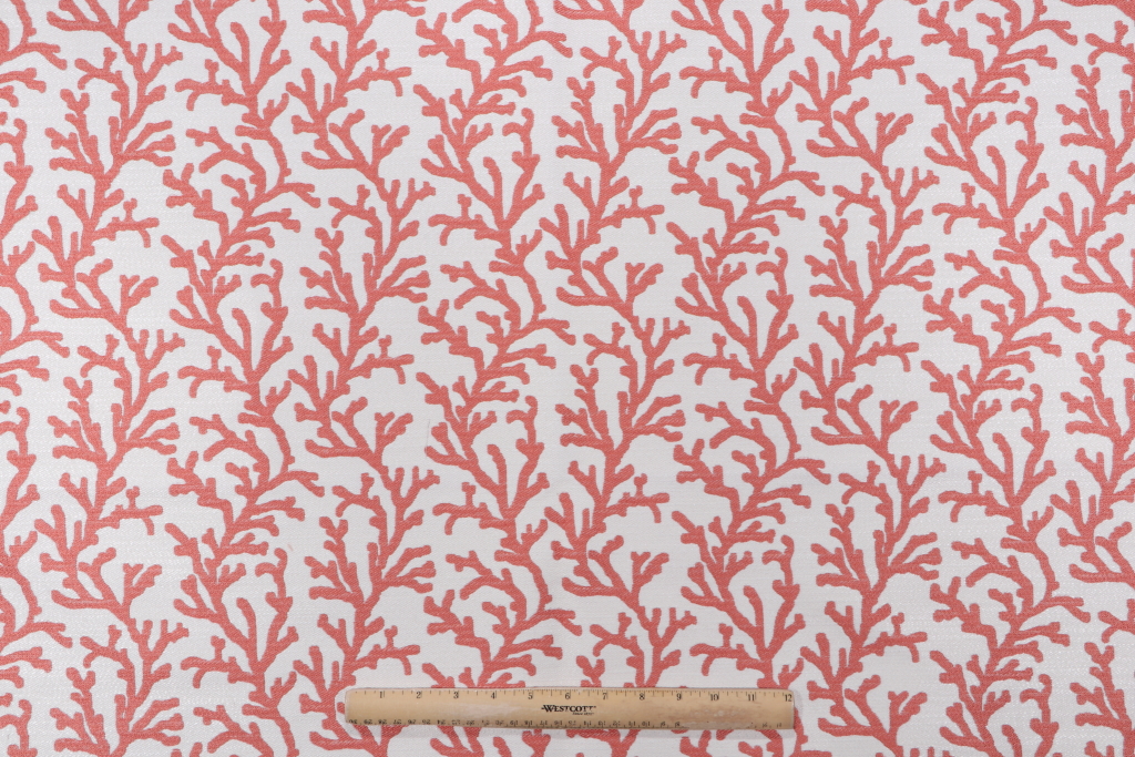 1 Yard Coral Field Woven Upholstery Fabric in Coral