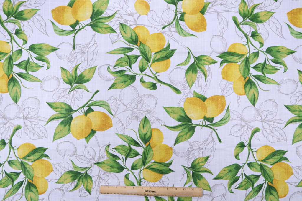 ubetalt hage Huddle Stof France Citron Printed Cotton Drapery Fabric in Citron