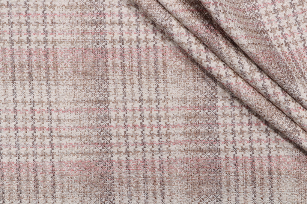 .63 Yards Booker Plaid Woven Upholstery Fabric in Blush