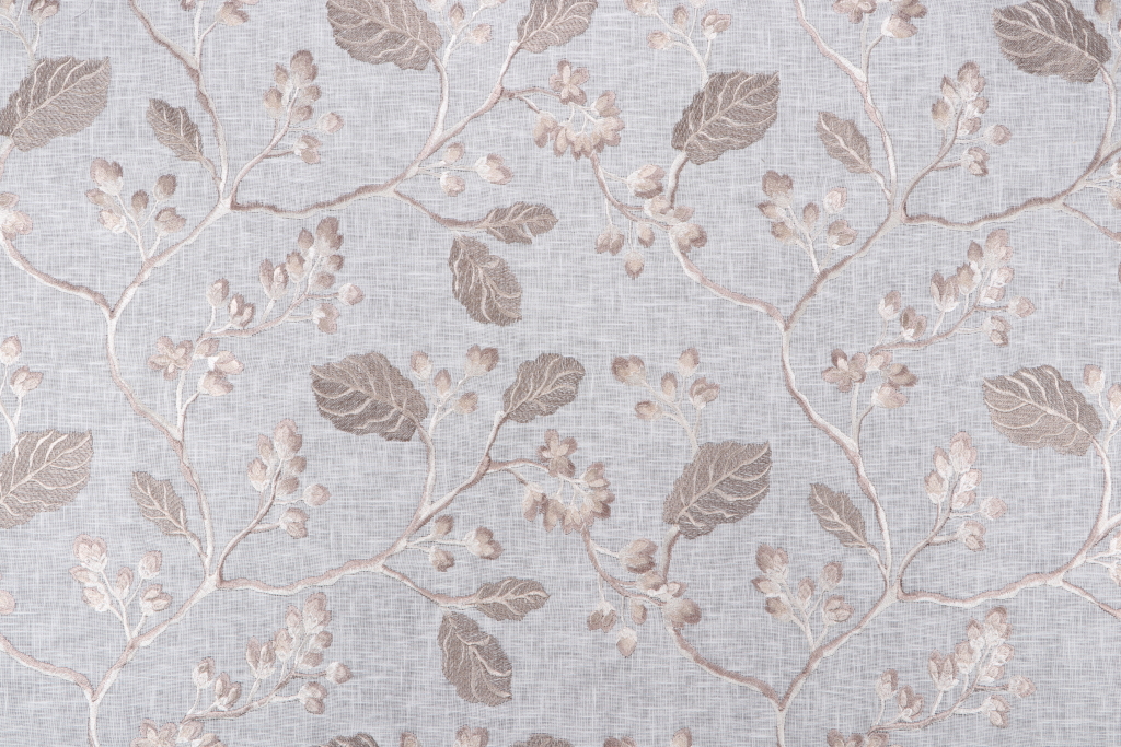 Valiant Fabrics Judas SemiSheer Embroidered Drapery Fabric in Natural