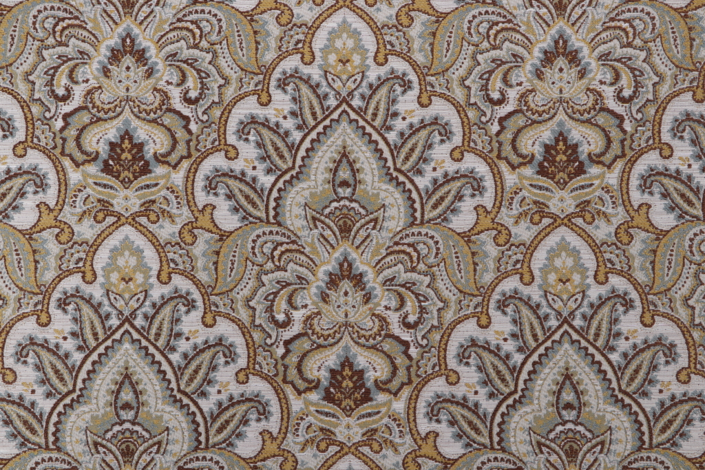 Hamilton Patterson Chenille Damask Upholstery Fabric in Topaz