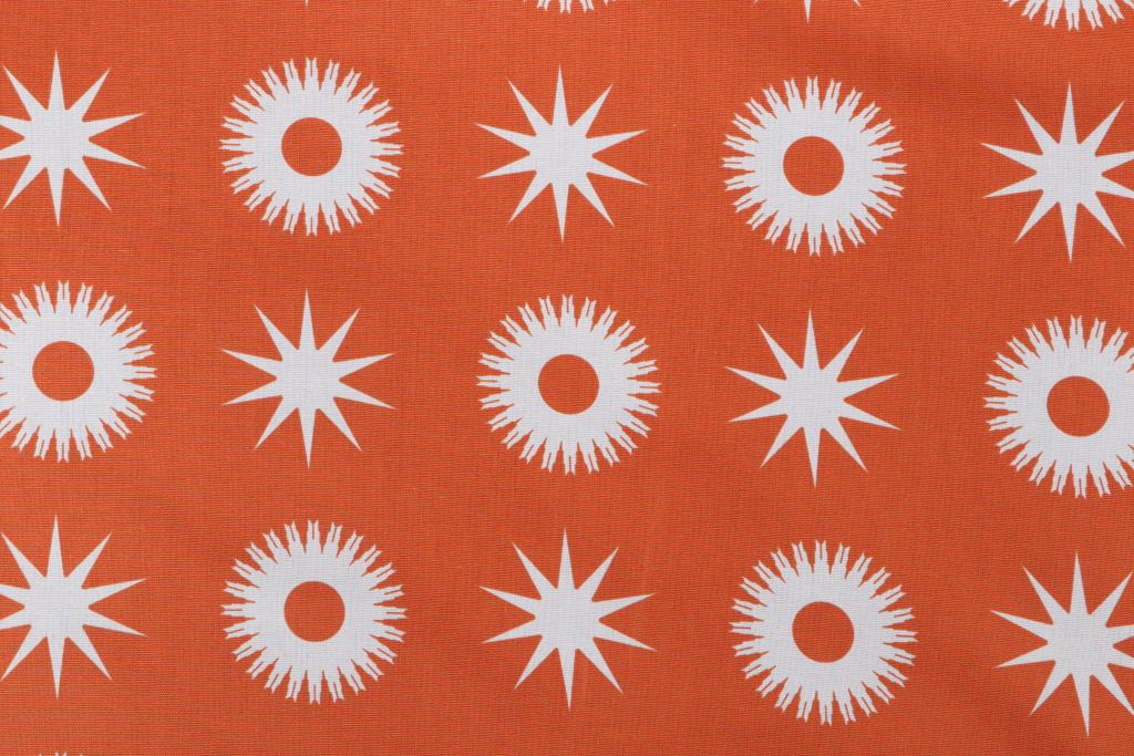 4 Yards Vern Yip Starburst Printed Cotton Drapery Fabric in Orange for