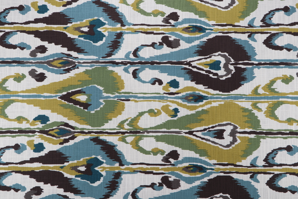 1 Yards Robert Allen Ikat Banks RR BK Printed Cotton Drapery Fabric in Rain