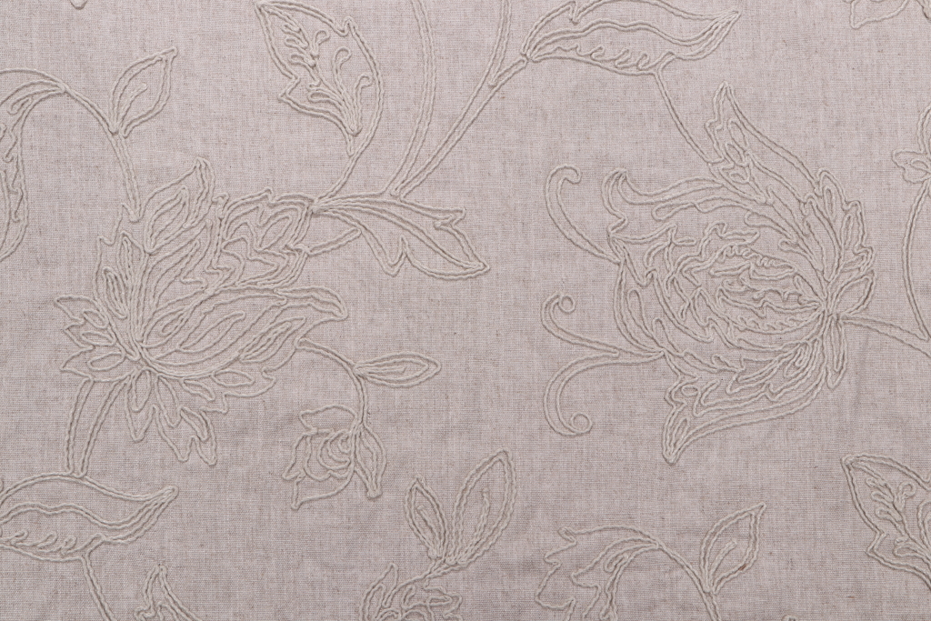 4.7 Yards Embroidered Decorator Drapery Fabric in Natural