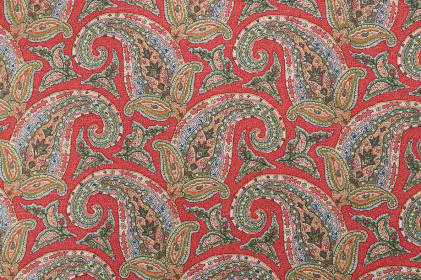 Robert Allen New Paisley Printed Drapery Fabric in Coral