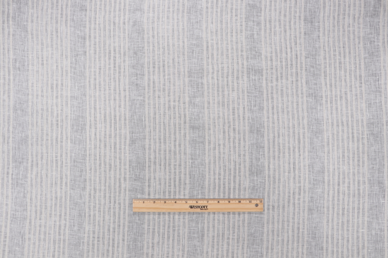 8 Yards Thibaut Sheer Stripe Linen Drapery Fabric in White AW 2554