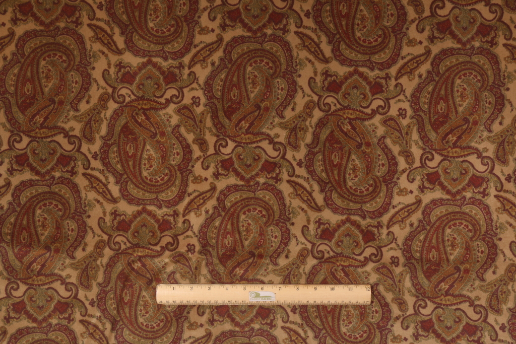 4.2 Yards Robert Allen Velvet Paisley Upholstery Fabric in Mahogany