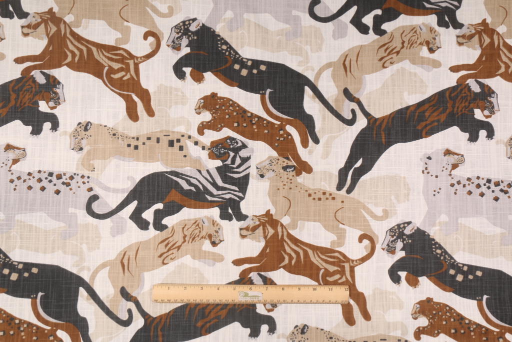 14.7 Yards Robert Allen Rajita Tiger Printed Cotton Drapery Fabric in