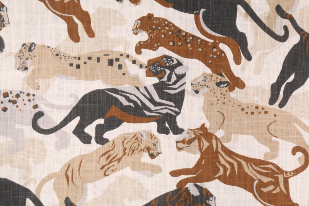 14.7 Yards Robert Allen Rajita Tiger Printed Cotton Drapery Fabric in