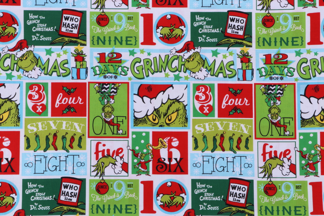 Robert Kaufman How The Grinch Stole Christmas Collection ADE-20275-223 Printed Cotton Craft ...