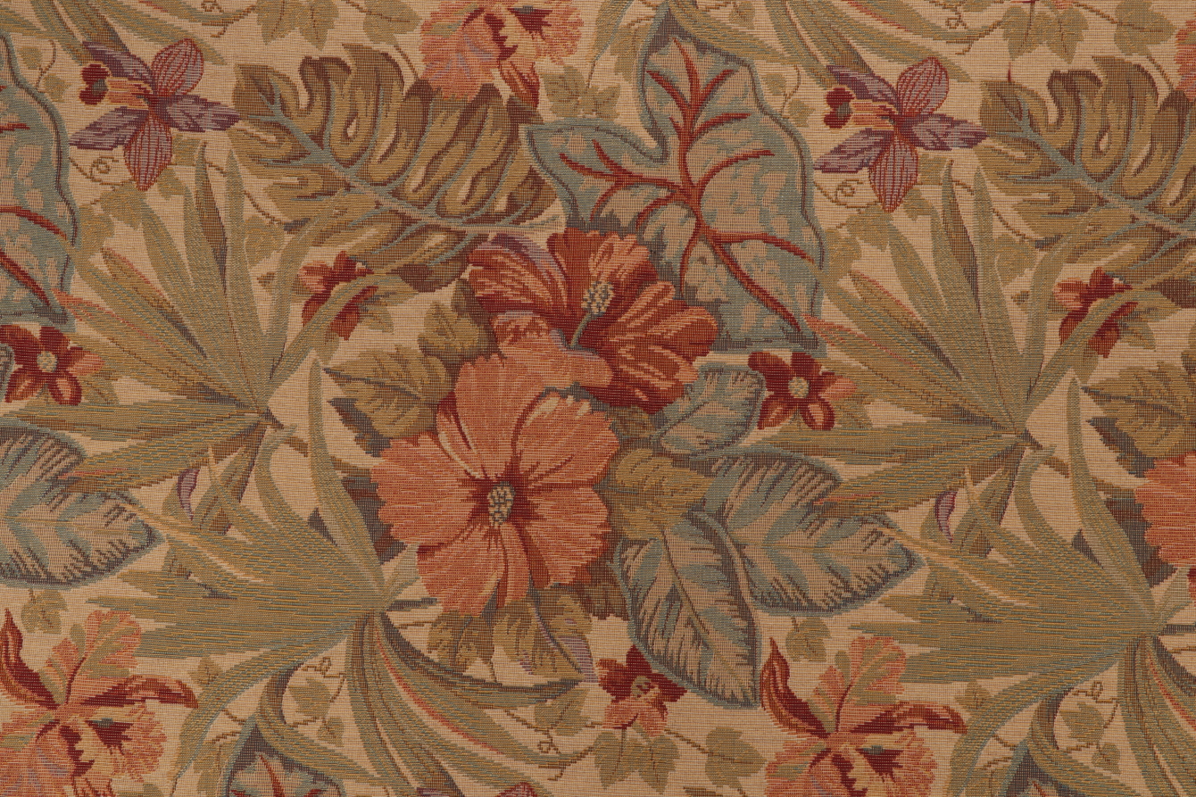 3.25 Yards Robert Allen Tropical Tapestry Upholstery Fabric in Sunset
