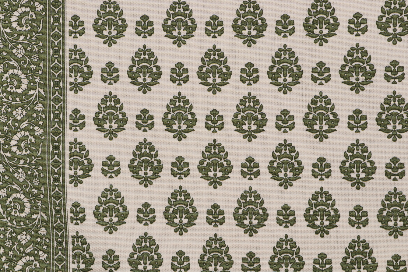 13 Yards Oscar de la Renta Printed Linen Drapery Fabric in Green for