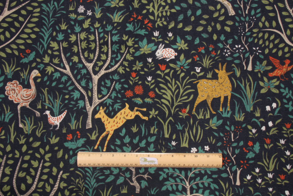 Robert Allen Folkland Printed Heavy Cotton Decorator Fabric in Admiral