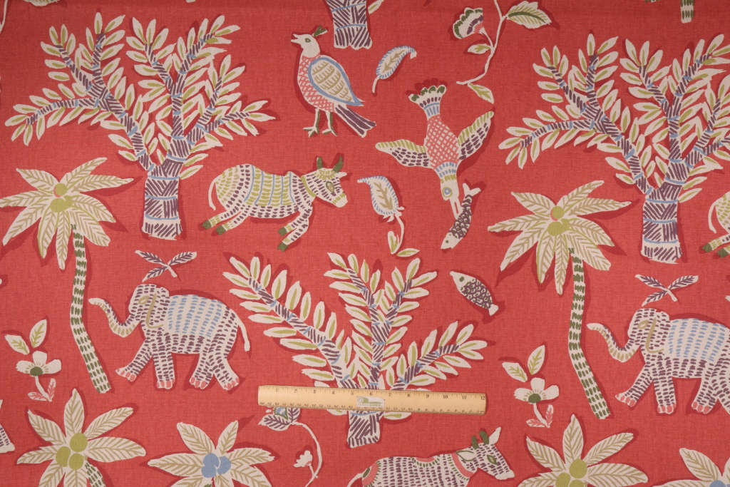 2.6 Yards Thibaut Goa Printed Linen/Cotton Drapery Fabric in Sun Bake