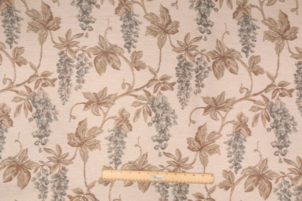 3 Yards Fabricut Floral Tapestry Upholstery Fabric Blue