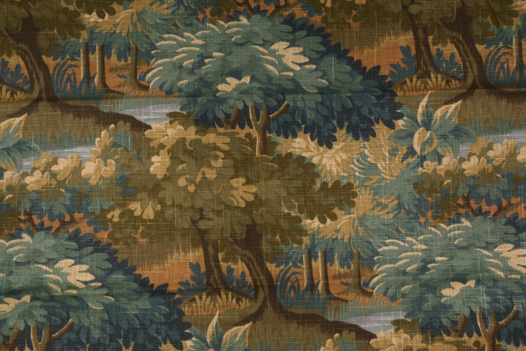 1.7 Yards Robert Allen Scenic Flora Printed Linen Blend Drapery Fabric