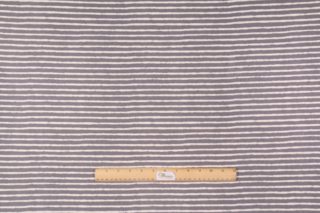 Braemore West Elm Painted Stripe Printed Cotton Drapery Fabric in Gravel/Ivory