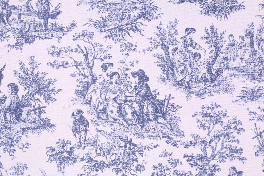 10 Yards Waverly Rustic Toile Printed Cotton Drapery Fabric in Navy