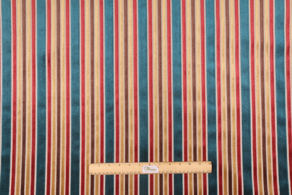 Robert Allen Multi Velvet Stripe Upholstery Fabric in Tabriz