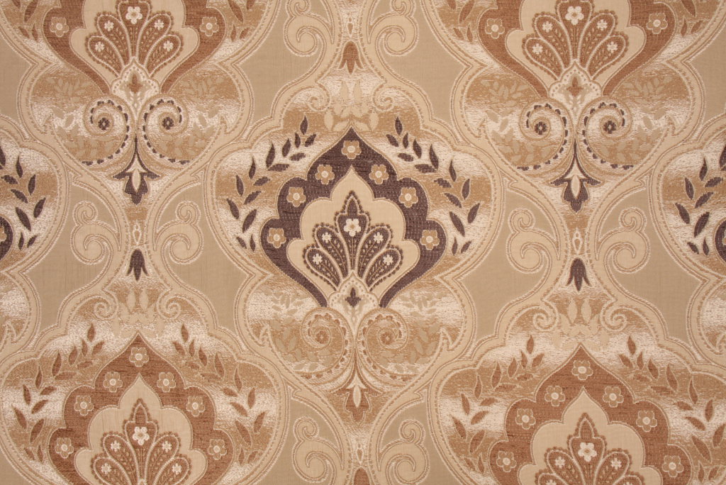 1 Yards Hamilton Presido Chenille Damask Upholstery Fabric in Stone