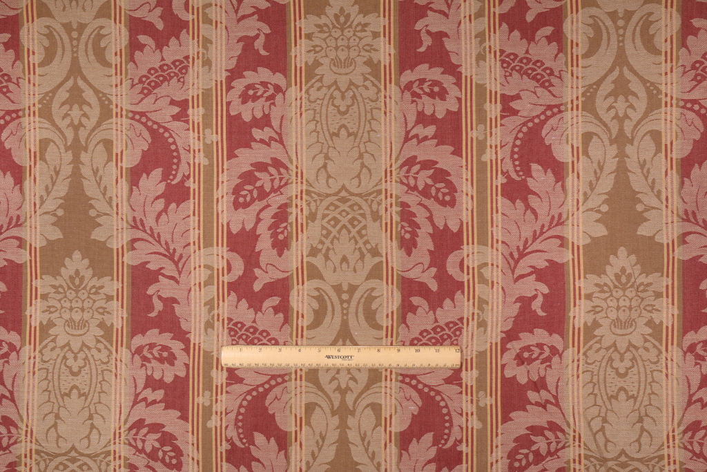 Beacon Hill Louise Stripe Damask Upholstery Fabric in Sandstone