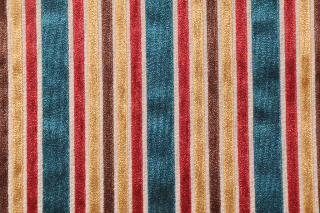 5 Yards Robert Allen Multi Velvet Stripe Upholstery Fabric in Tabriz