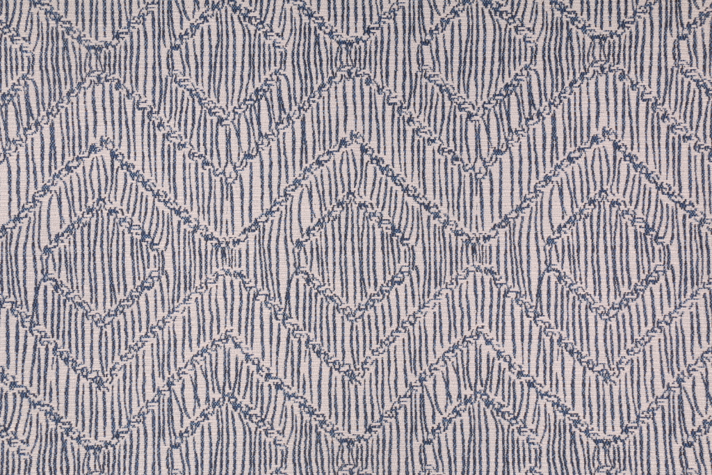Robert Allen Rattan Geo BK Woven Upholstery Fabric in Indigo