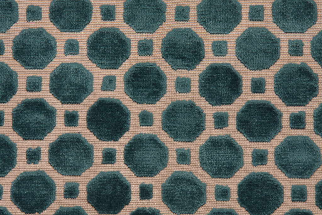 0.62 Yards Robert Allen Velvet Geo Upholstery Fabric in Turquoise