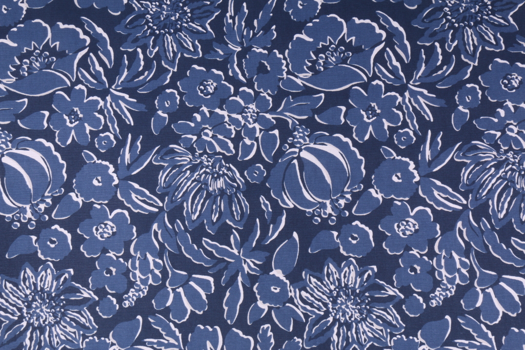 13 Yards Thea Damask Printed Cotton Drapery Fabric in Indigo