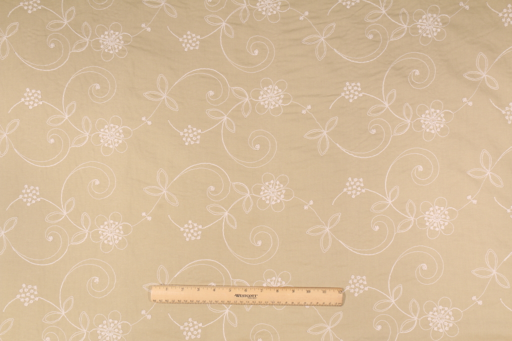 Waverly Candlewicking Embroidered Cotton Decorator Fabric in Palm