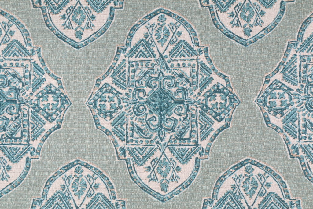 Lacefield Malta Printed Cotton Blend Drapery Fabric in Capri