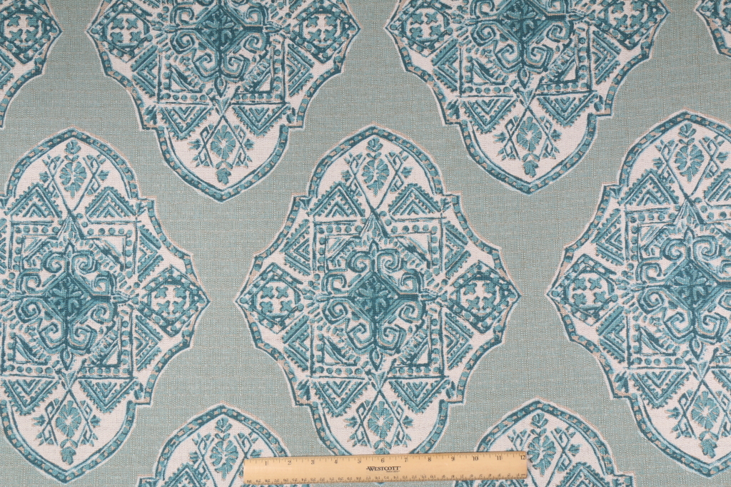 Lacefield Malta Printed Cotton Blend Drapery Fabric in Capri