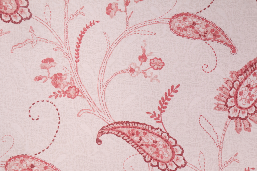 1 Yards Richloom Nancette Printed Cotton Matelasse Drapery Fabric in Poppy