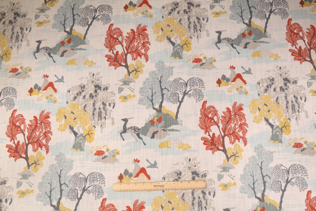 13 Yards Robert Allen Modern Toile Printed Cotton Drapery Fabric in