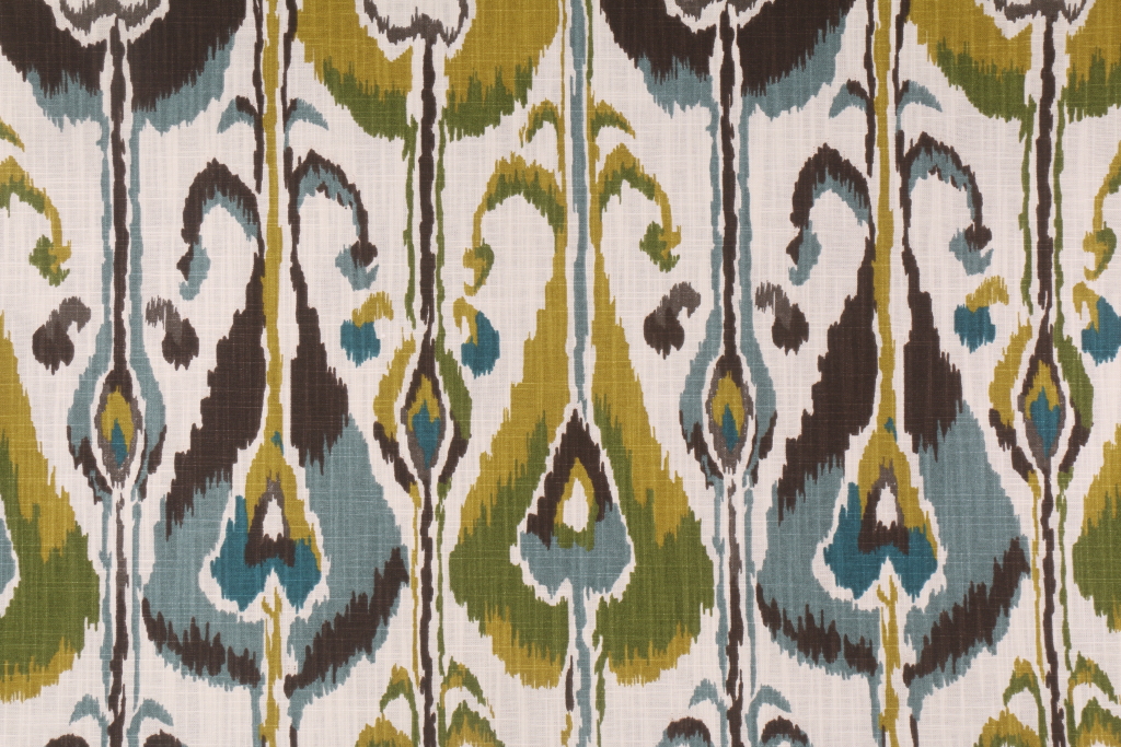 1.63 Yards Robert Allen Ikat Bands Printed Slubbed Cotton Drapery