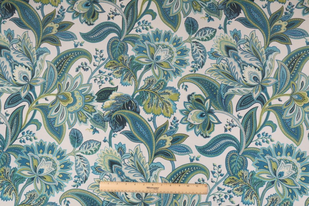 Mill Creek Valbella Printed Polyester Outdoor Fabric in Teal