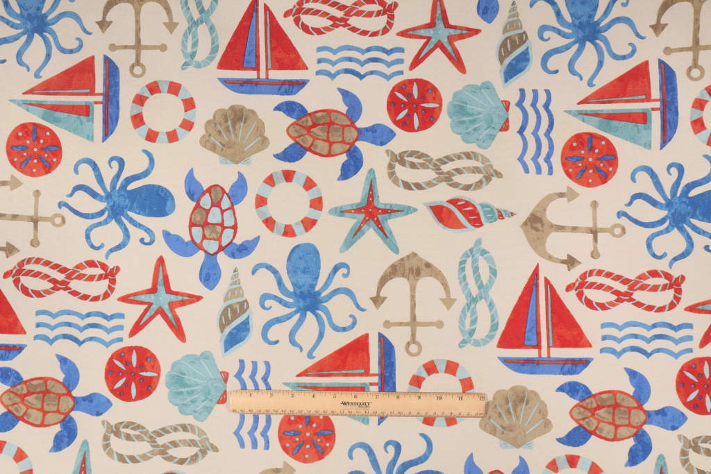 Mill Creek Seapoint Printed Polyester Outdoor Fabric in Nautical