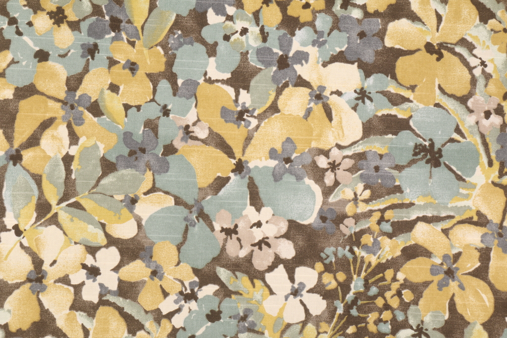 4 Yards Robert Allen Floral Santana Printed Cotton Drapery Fabric in Aloe