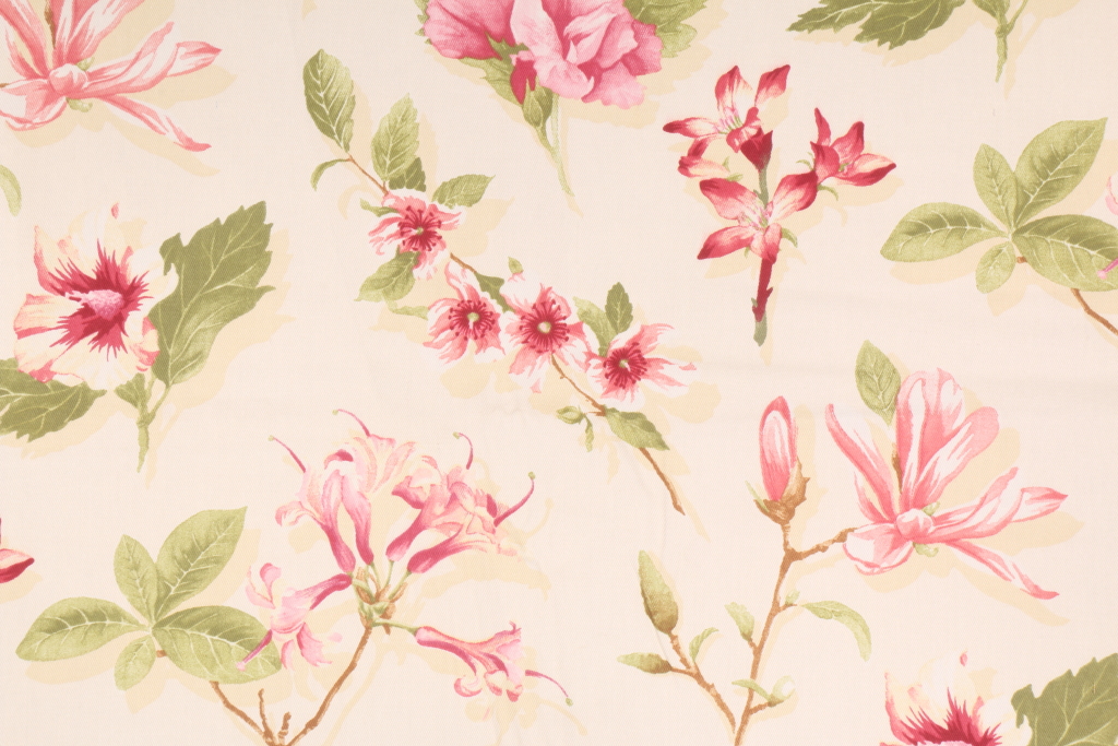 3.1 Yards Robert Allen Floral Printed Cotton Drapery Fabric