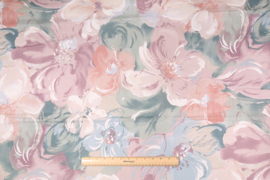 3.1 Yards Robert Allen Brushstroke Floral Printed Cotton Drapery Fabric