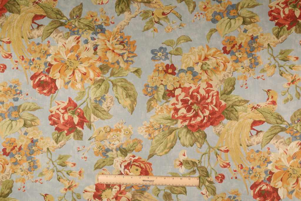 1 Yards Waverly Floral Engagement Printed Cotton Sateen Drapery Fabric