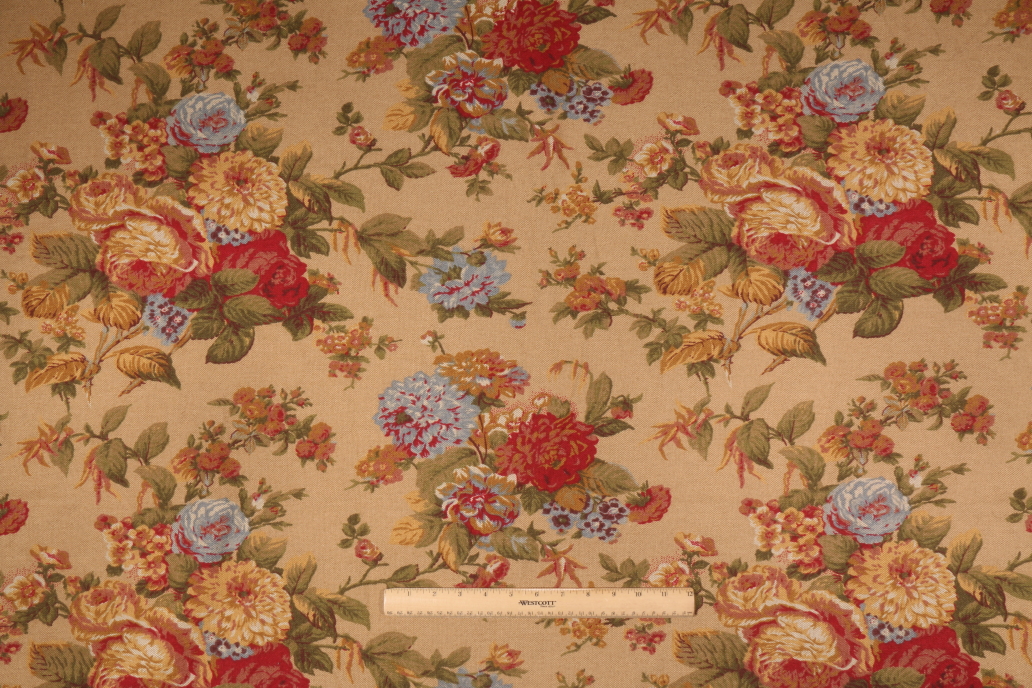3.2 Yards Ralph Lauren Floral Printed Cotton Linen Drapery Fabric