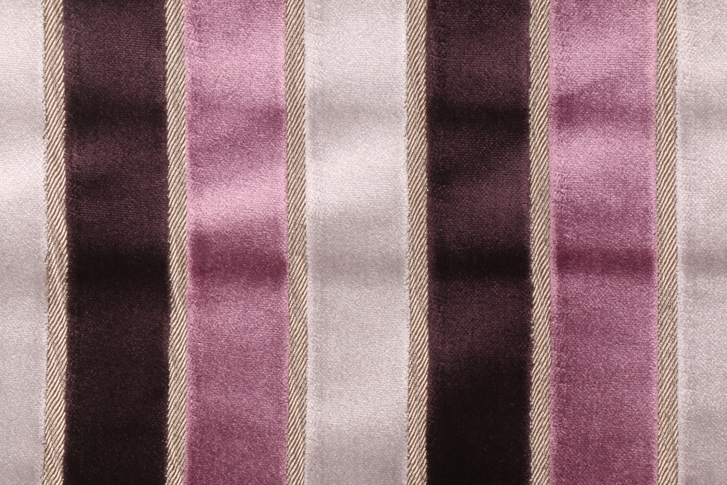 6.1 Yards Velvet Stripe Upholstery Fabric in Aubergine