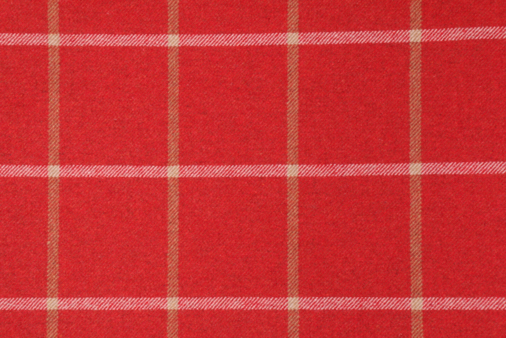 3.5 Yards Wool Blend Plaid Upholstery Fabric in red