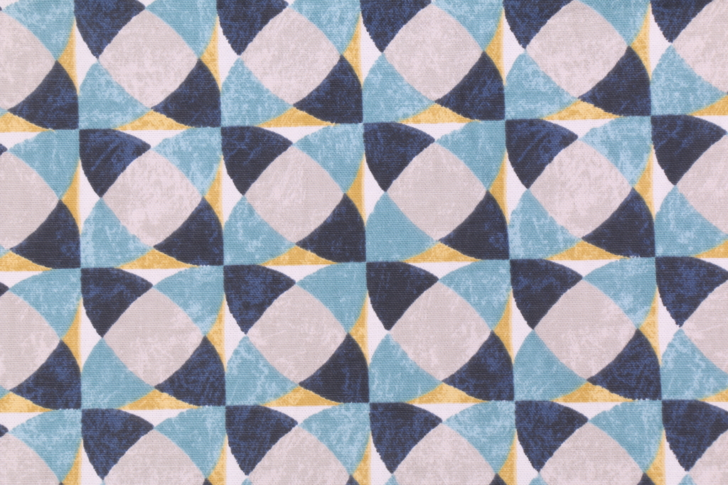 3.1 Yards Robert Allen Echo Geo Printed Cotton Drapery Fabric in Peacock